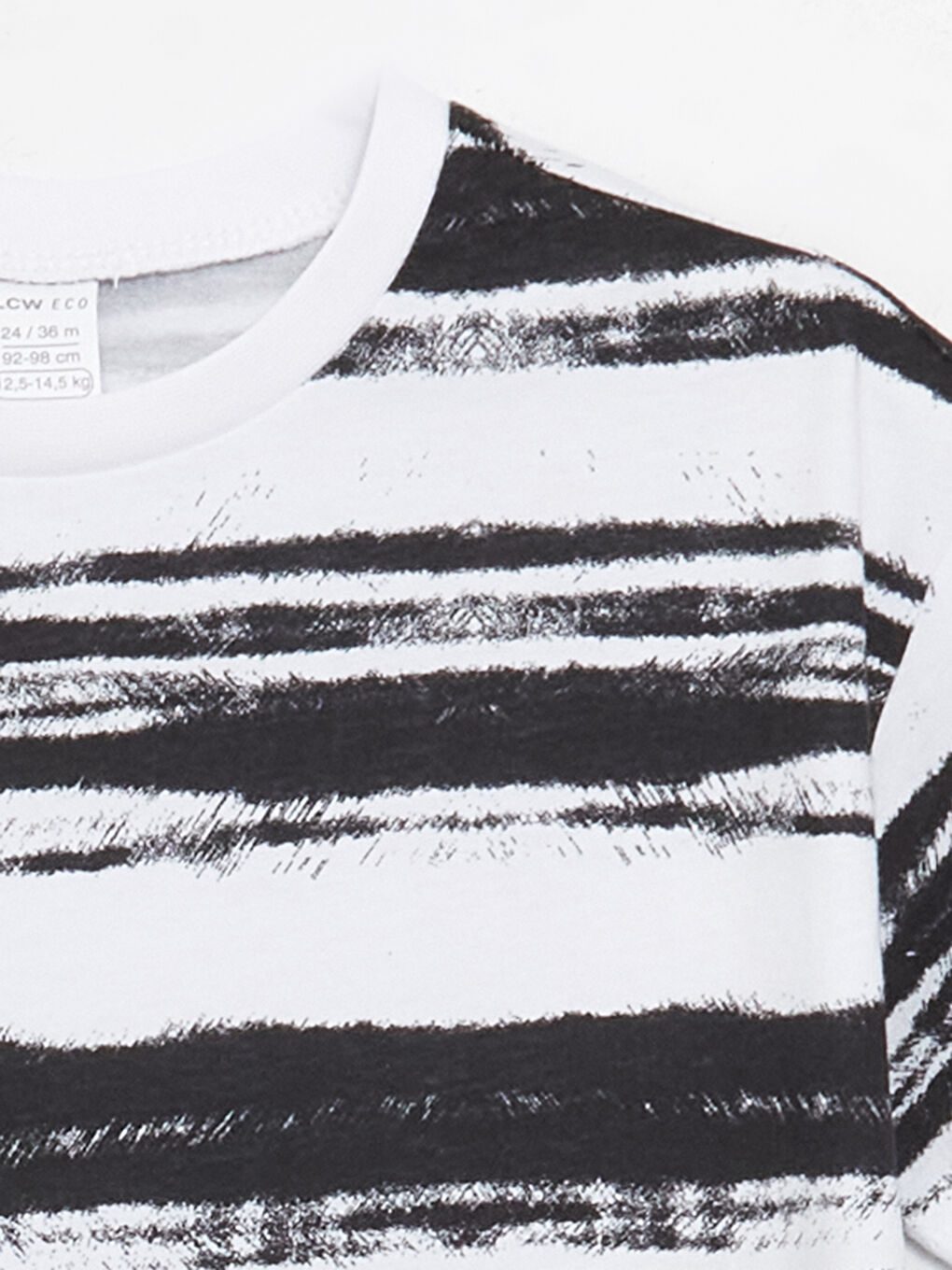 Siyah Bisiklet Yaka Çizgili Erkek Bebek Tişört-1