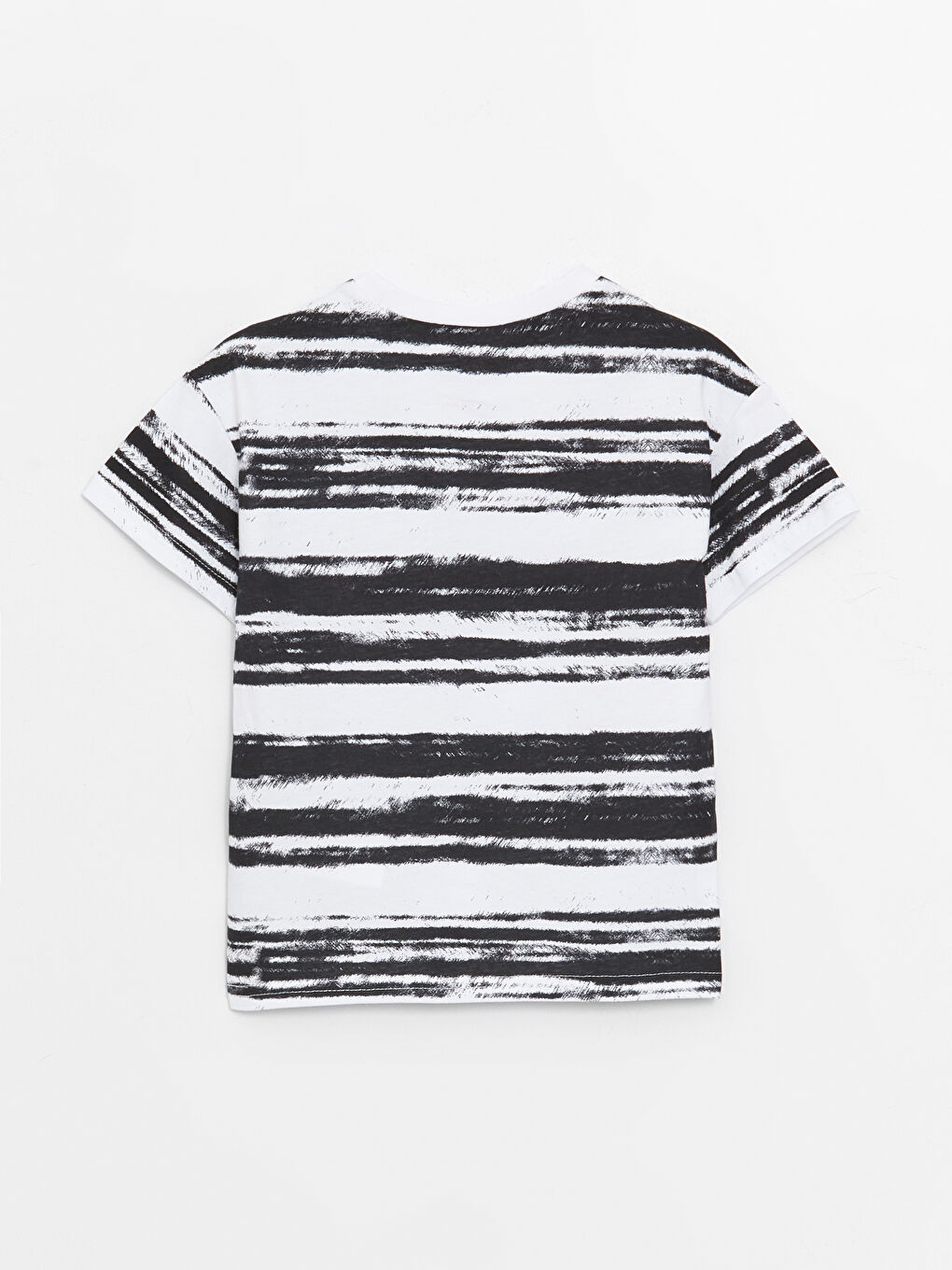 Siyah Bisiklet Yaka Çizgili Erkek Bebek Tişört-2