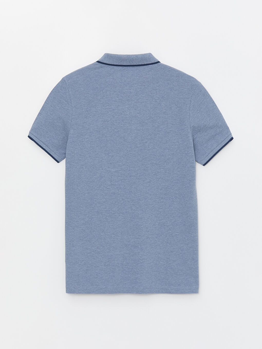 Mavi Polo Yaka Kısa Kollu Pike Erkek Tişört-6