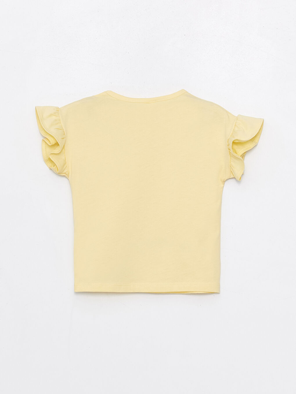 Sarı Bisiklet Yaka Baskılı Kısa Kollu Kız Bebek Tişört-1