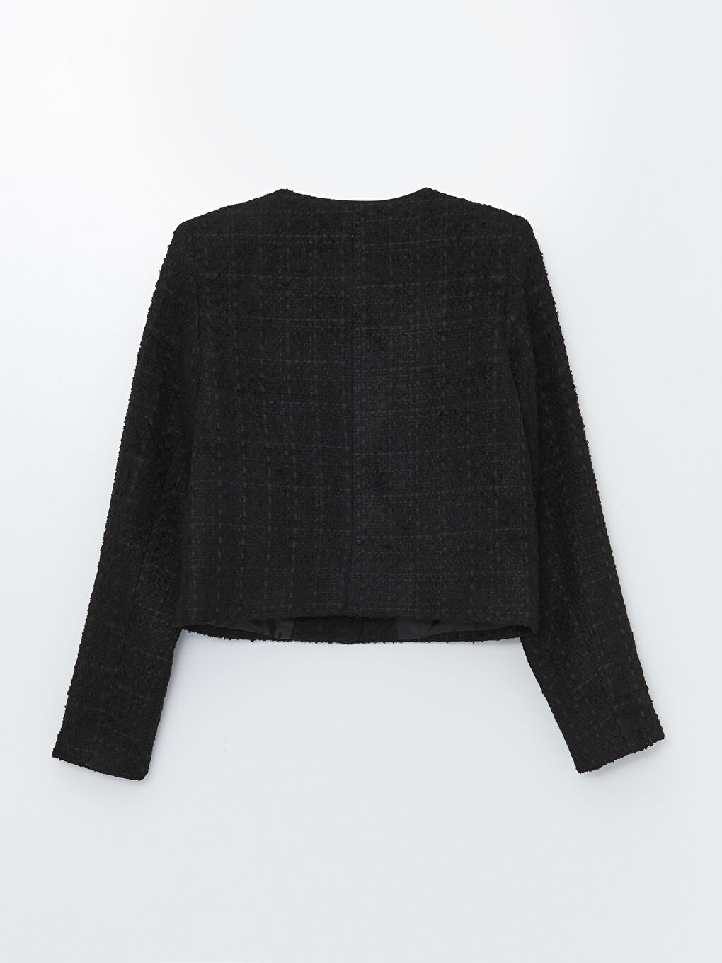 Crew Neck Plain Long Sleeve Women's Tweed Jacket -S4J951Z8-CVL
