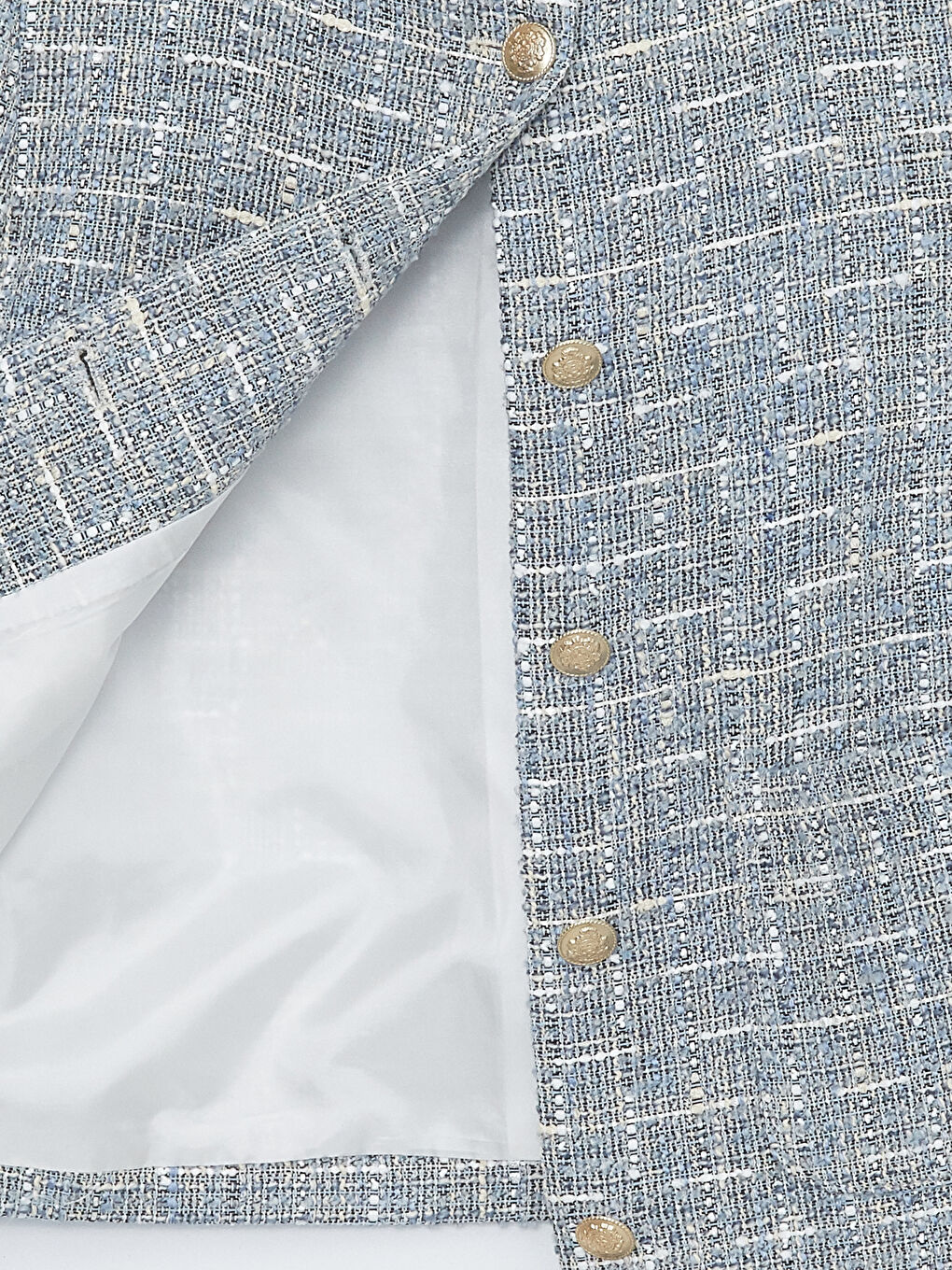 Mavi Bisiklet Yaka Düz Uzun Kollu Kadın Tüvit Ceket-8