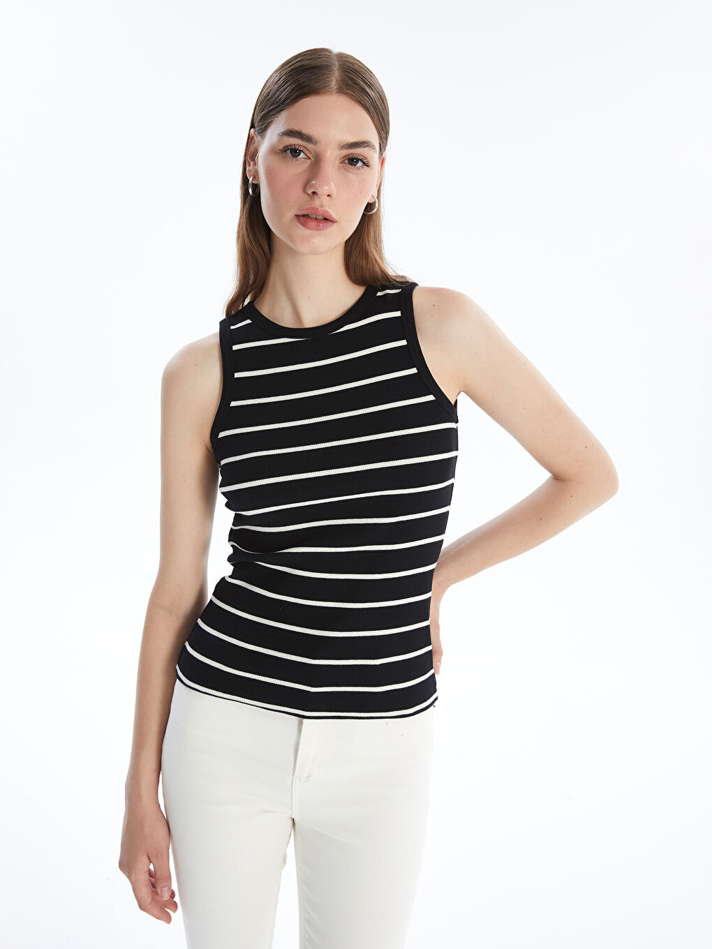 Crew Neck Striped Women's Athlete -S4J961Z8-LEG