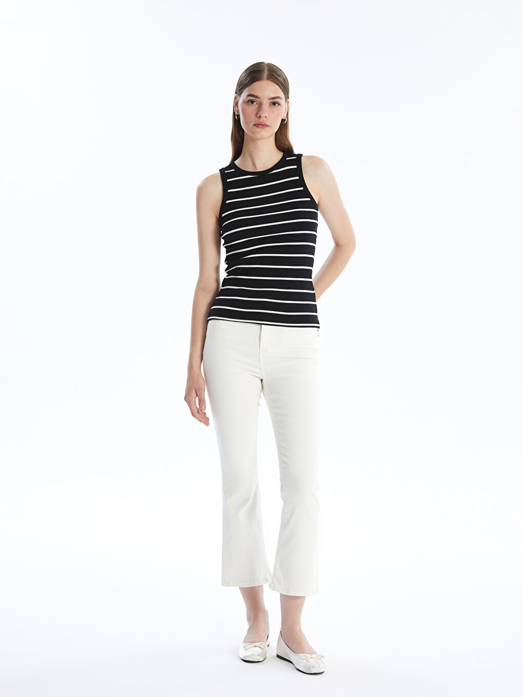 Crew Neck Striped Women's Athlete -S4J961Z8-LEG