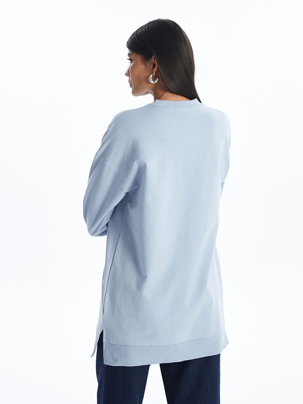 Crew Neck Printed Women's Sweatshirt Tunic -S4J968Z8-QYC
