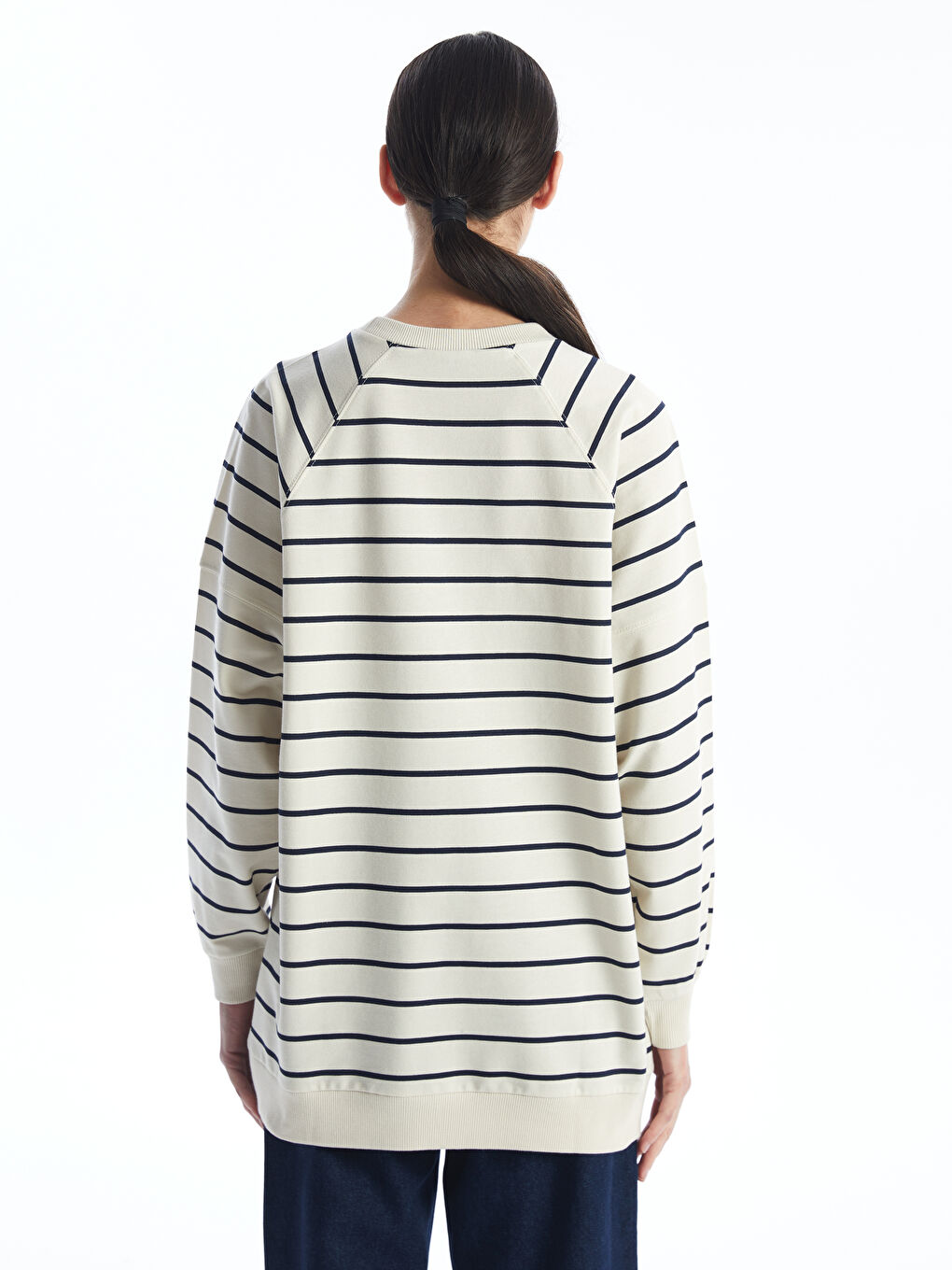 Tunique Sweatshirt Rayée Pour Femmes Surdimensionnée-4