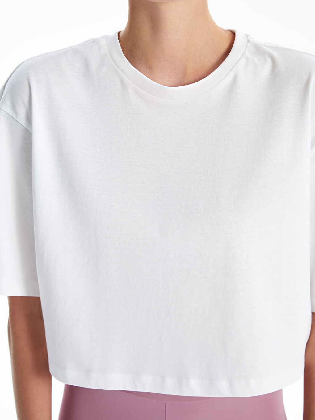 Crew Neck Plain Short Sleeve Oversize Women's Crop Top -S4J982Z8-Q6K