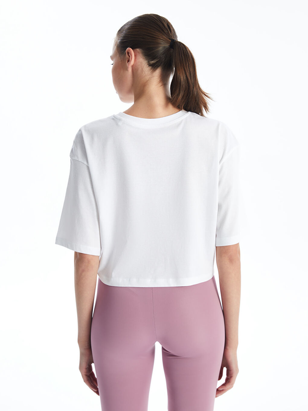 Crew Neck Plain Short Sleeve Oversize Women's Crop Top -S4J982Z8-Q6K