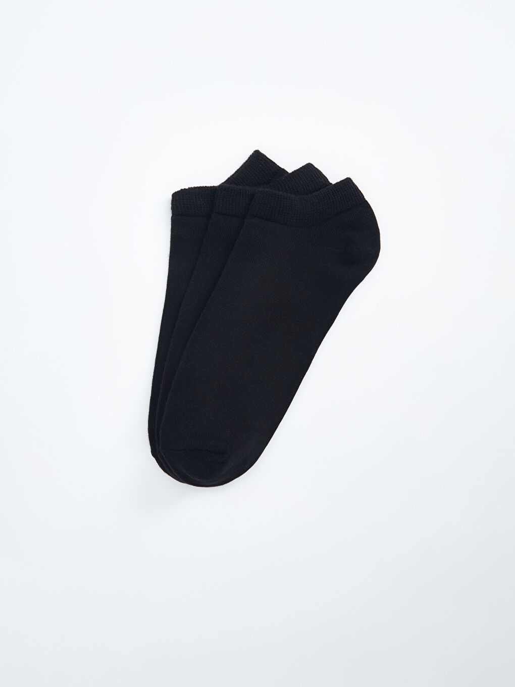 Siyah Kadın Düz Patik Çorap 3'lü-1
