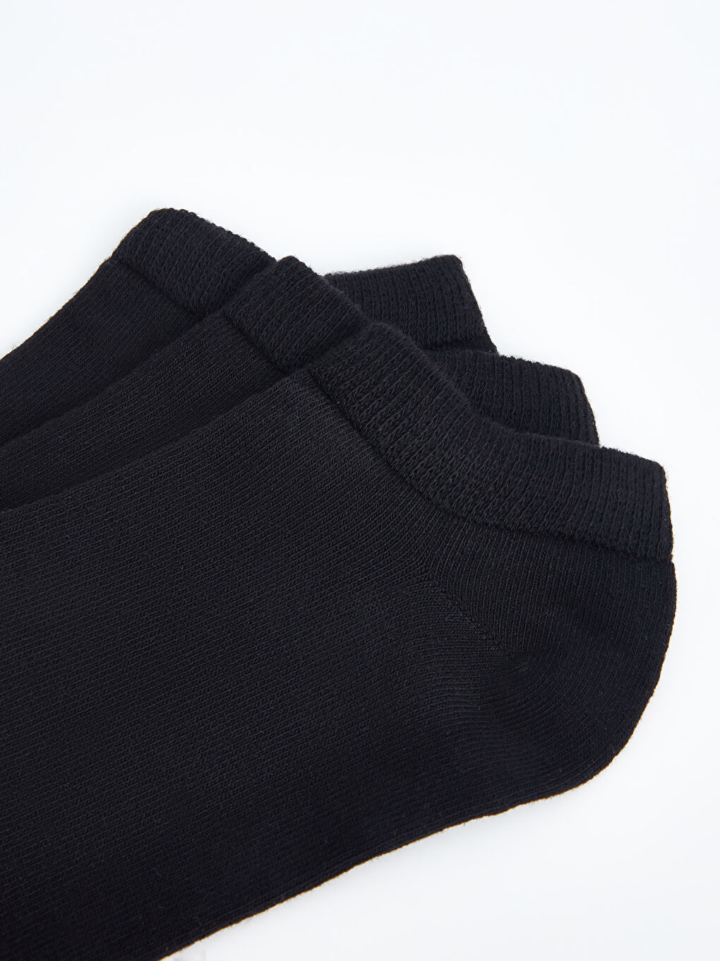 Siyah Kadın Düz Patik Çorap 3'lü-2