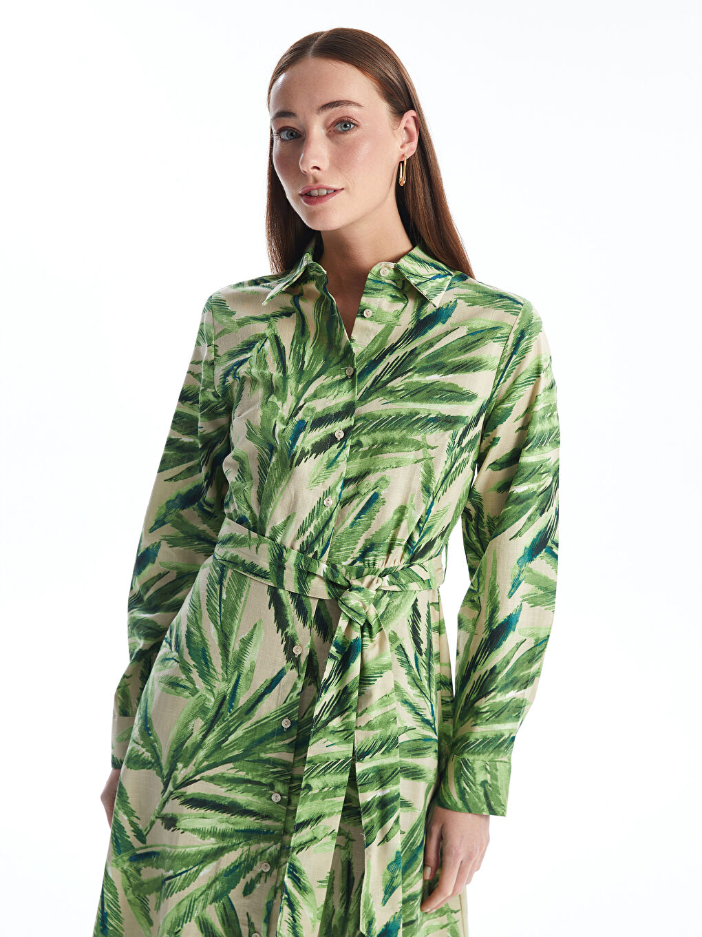 Patterned Long Sleeve Women's Shirt Dress -S4JA46Z8-LRR