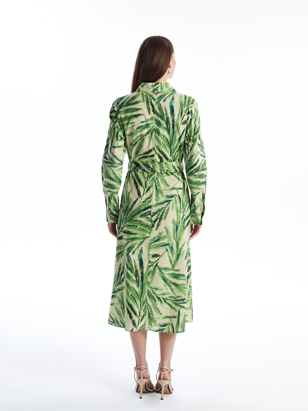 Patterned Long Sleeve Women's Shirt Dress -S4JA46Z8-LRR