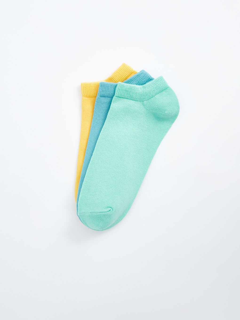 Yeşil Kadın Düz Patik Çorap 3'lü-1