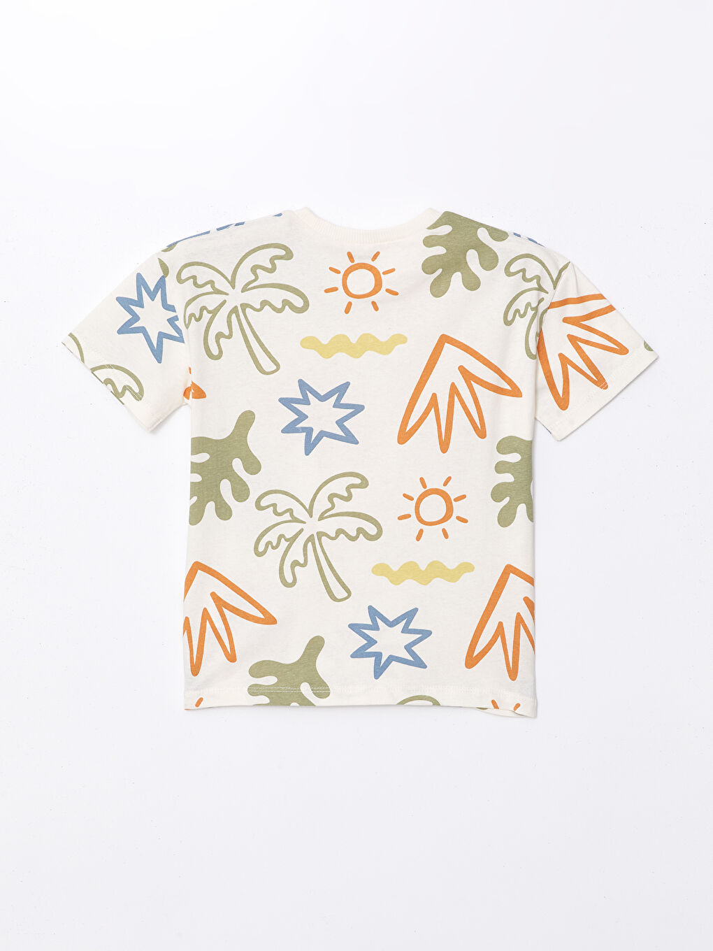 Bej Bisiklet Yaka Baskılı Erkek Çocuk Tişört-1