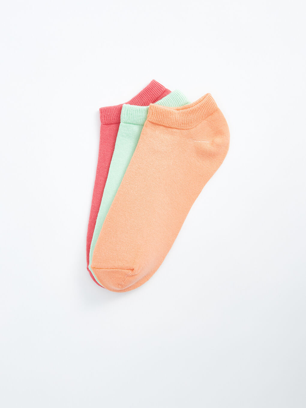 Turuncu Kadın Düz Patik Çorap 3'lü-1