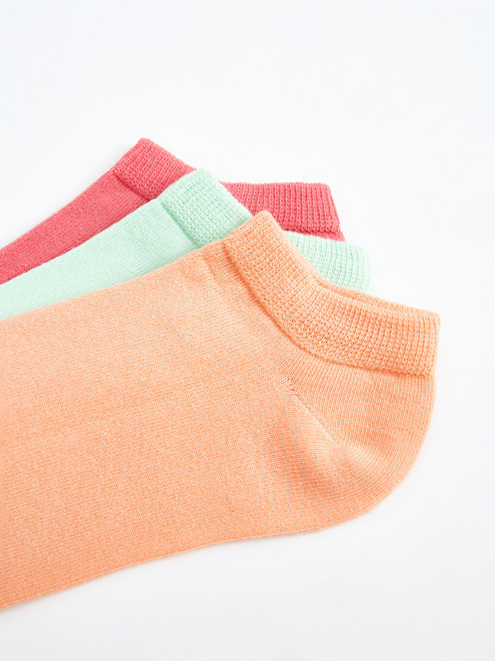 Turuncu Kadın Düz Patik Çorap 3'lü-2