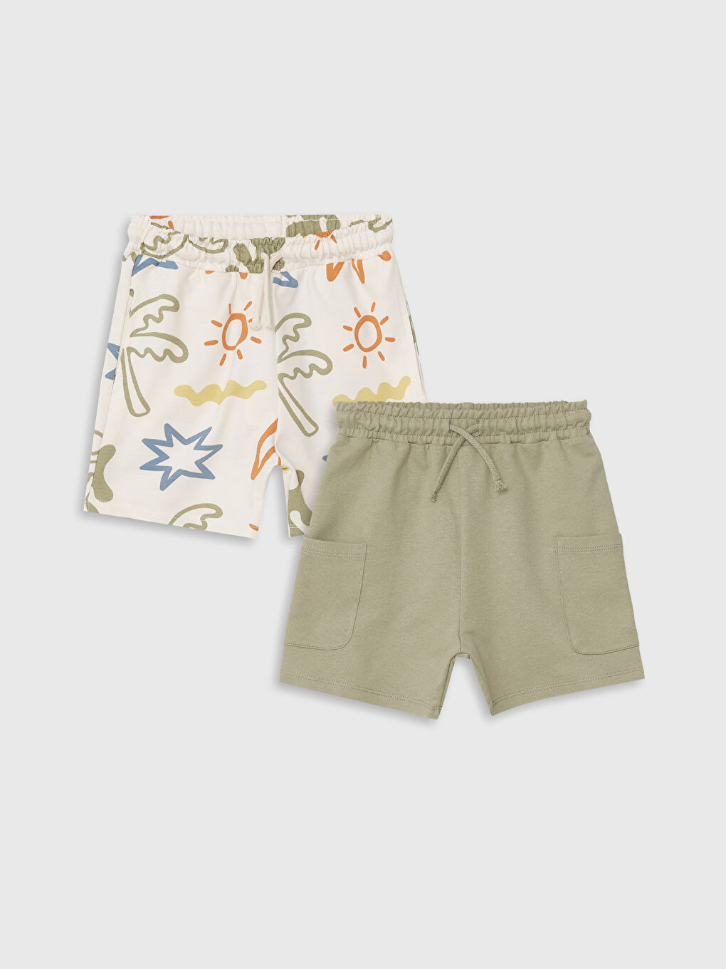 Elastic Waist Basic Baby Boy Shorts 2 Pieces -S4JA67Z1-GHY
