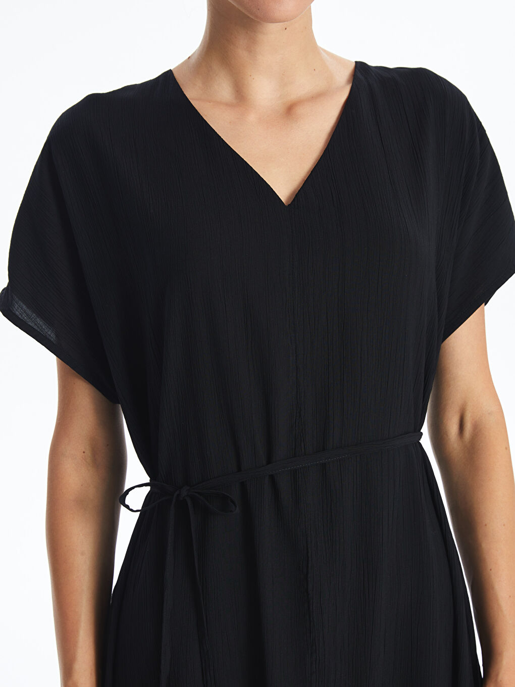V Neck Plain Short Sleeve Women's Dress -S4JA73Z8-CVL