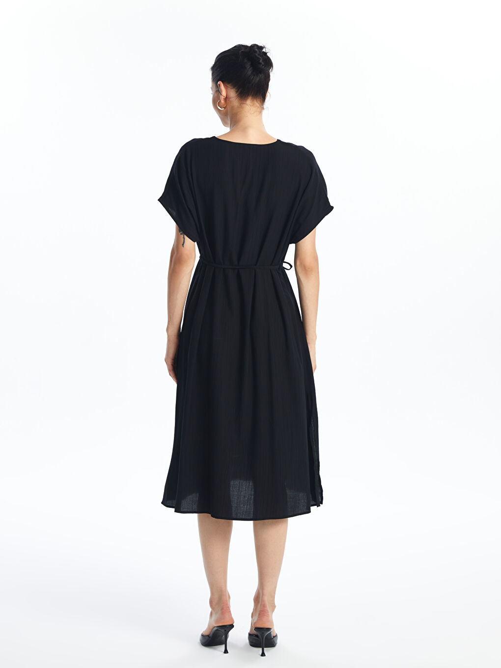 V Neck Plain Short Sleeve Women's Dress -S4JA73Z8-CVL