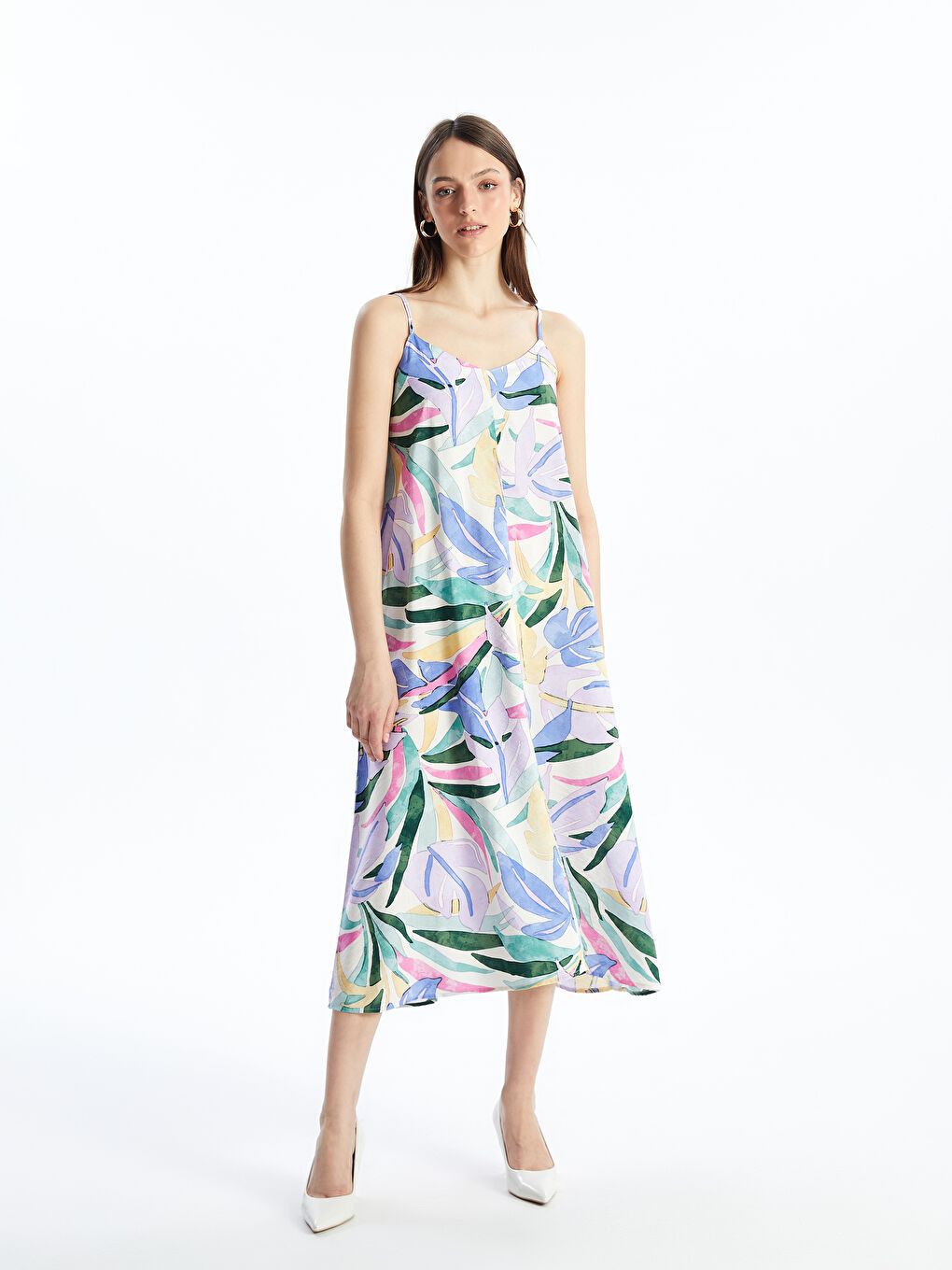 Sweetheart Neck Patterned Strappy Women's Dress -S4JA80Z8-F9C
