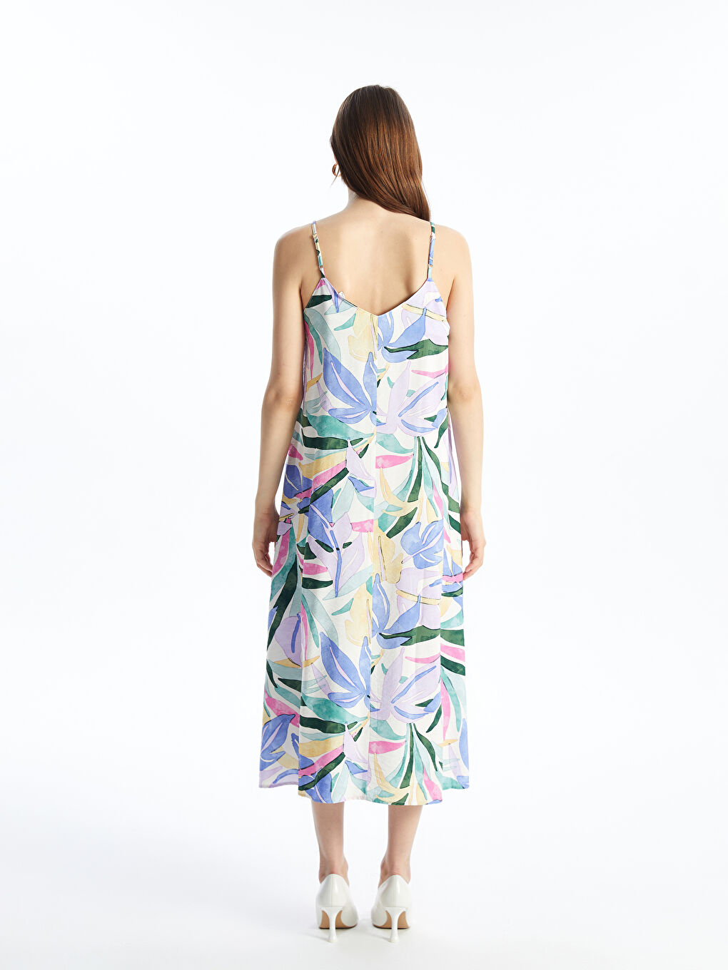 Sweetheart Neck Patterned Strappy Women's Dress -S4JA80Z8-F9C