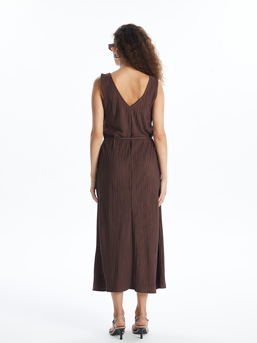 Women's V Neck Plain Dress -S4JA84Z8-JTW