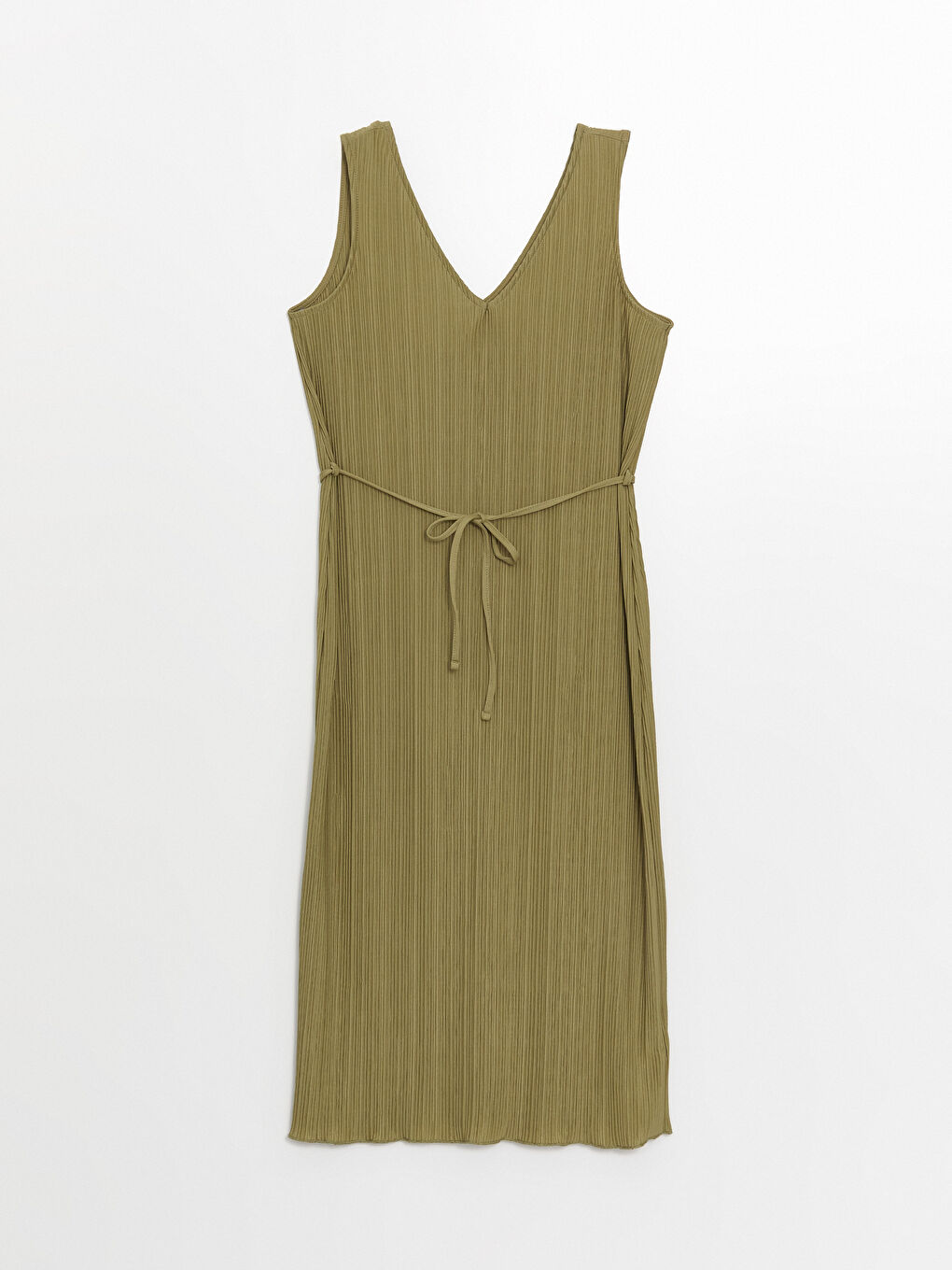 فستان سادة بياقة على شكل حرف V للسيدات-4