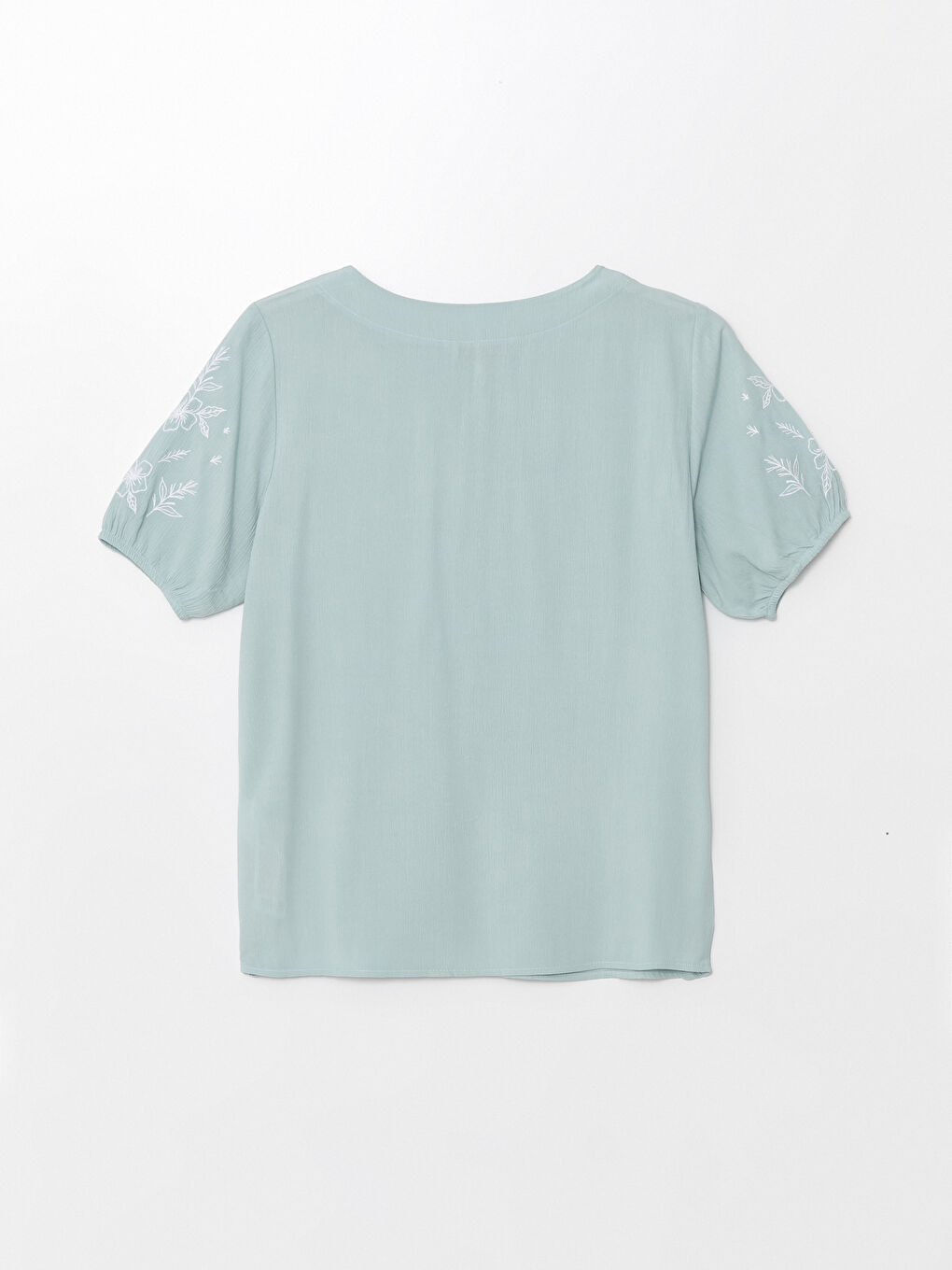 Crew Neck Embroidered Short Sleeve Women's Blouse -S4JB20Z8-FGT