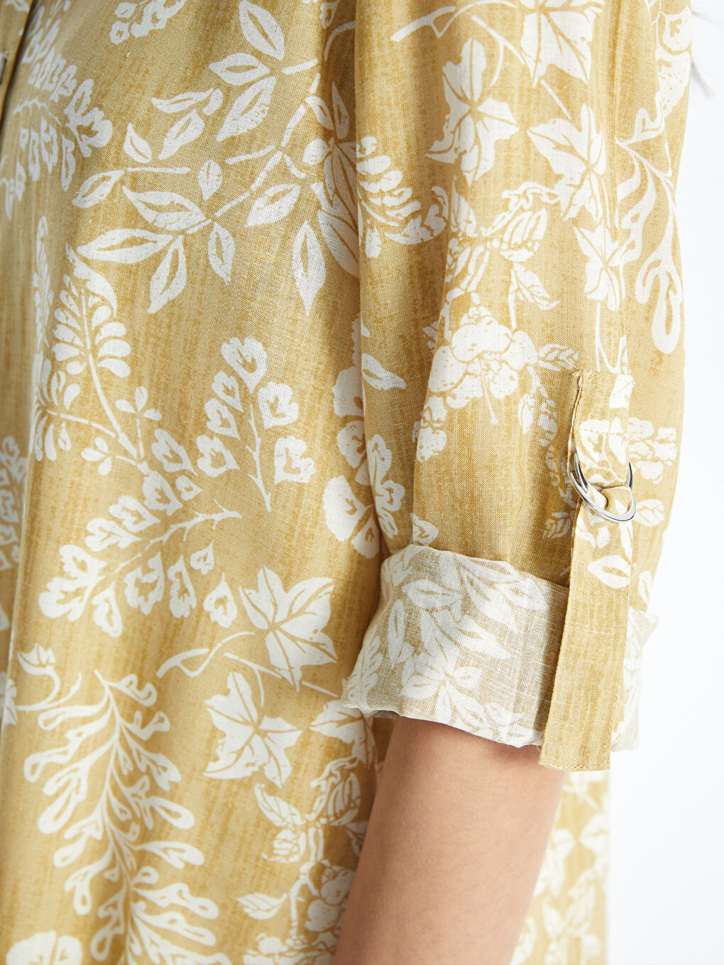 Patterned Linen Blend Women's Shirt Tunic -S4JB22Z8-LUE