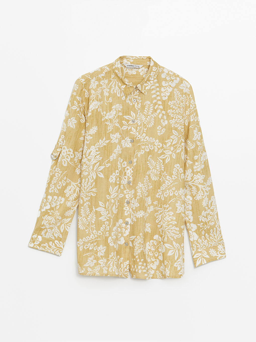 Patterned Linen Blend Women's Shirt Tunic -S4JB22Z8-LUE