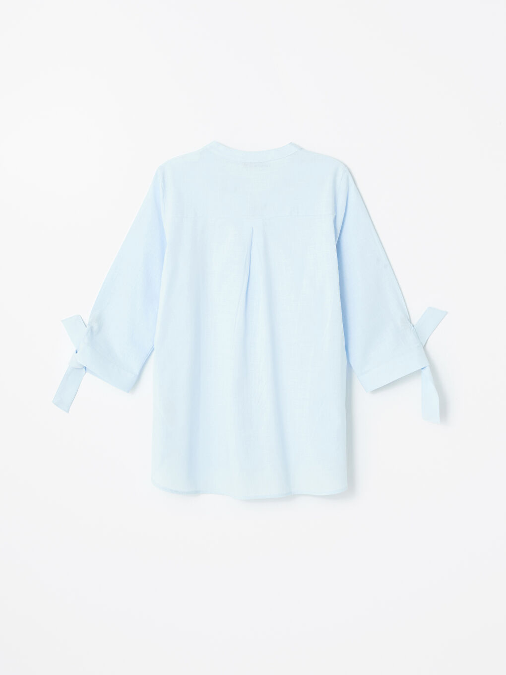 Mavi Kadın Kaçık Yaka Düz Gömlek-6