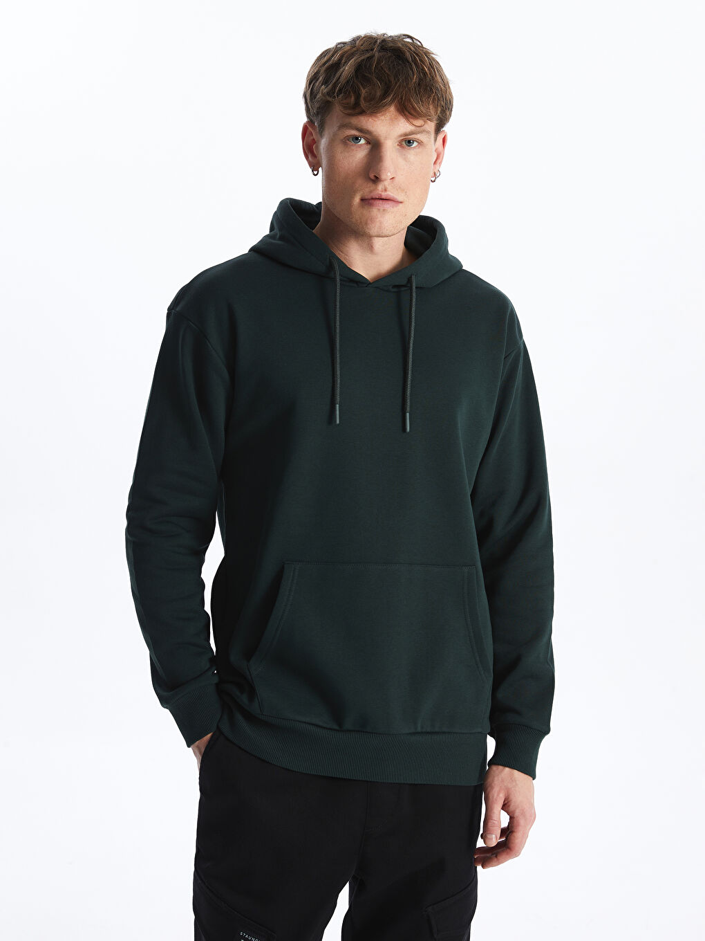 LCW Casual Koyu Yeşil Uzun Kollu Erkek Hoodie