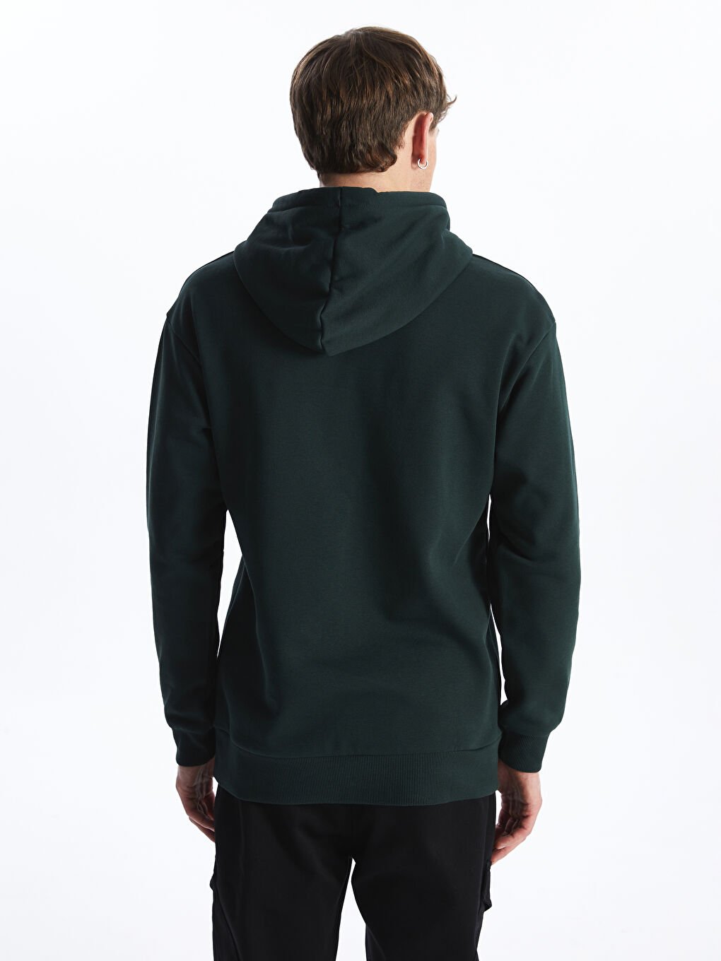 LCW Casual Koyu Yeşil Uzun Kollu Erkek Hoodie - 4