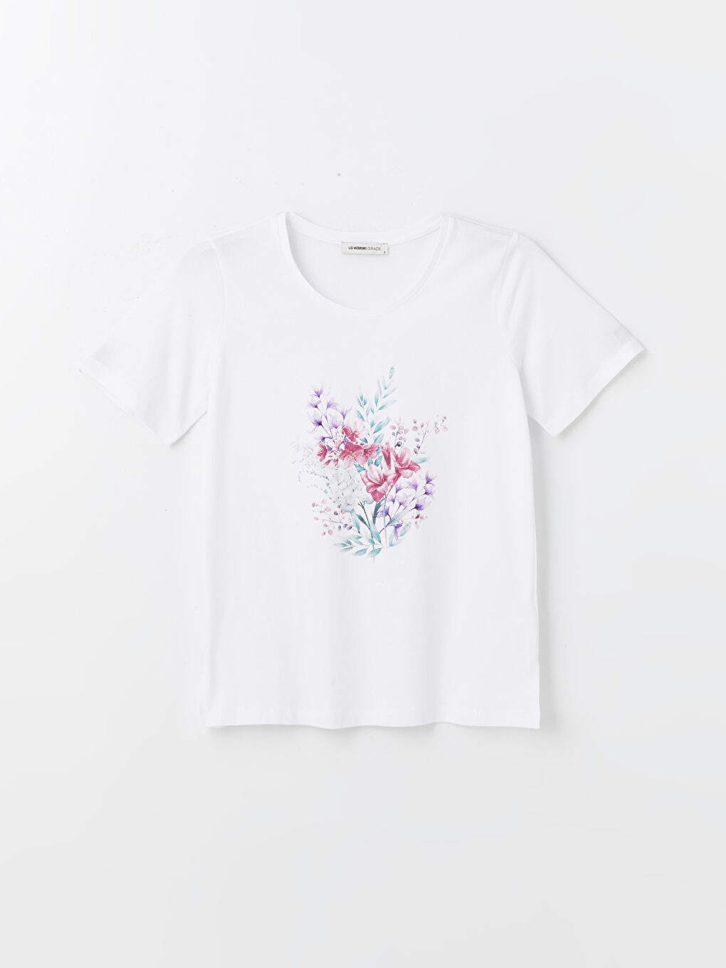 Crew Neck Printed Short Sleeve Women's T-shirt -S4JB56Z8-FFB
