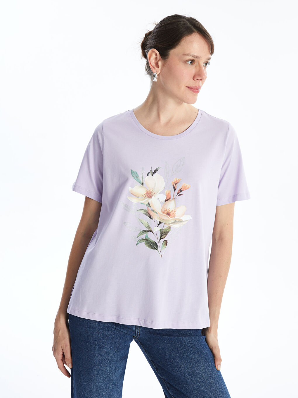 Crew Neck Printed Short Sleeve Women's T-shirt -S4JB56Z8-G0W