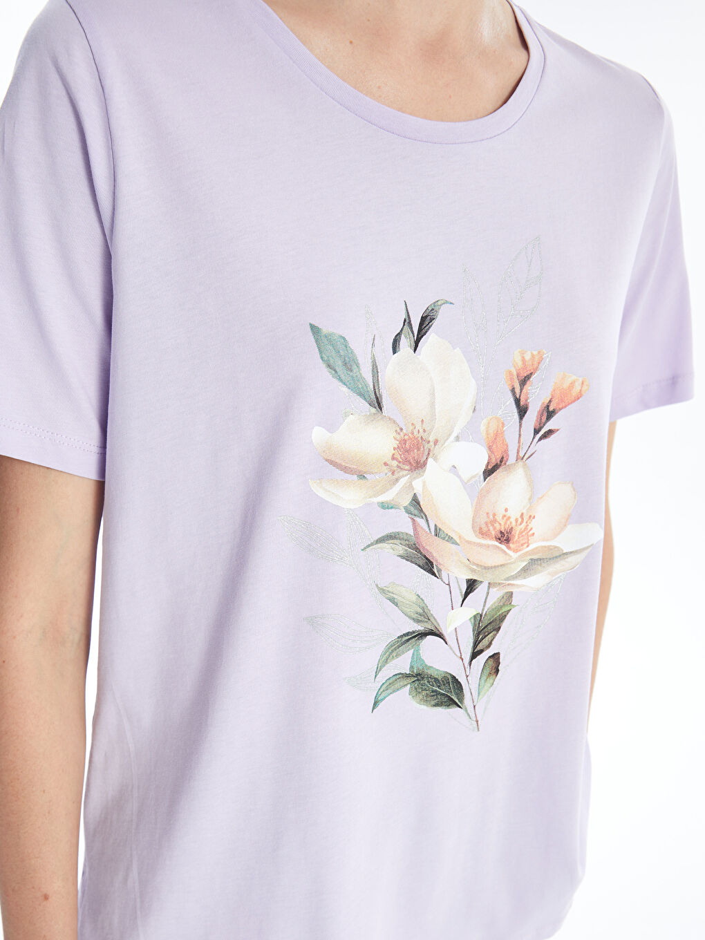 Crew Neck Printed Short Sleeve Women's T-shirt -S4JB56Z8-G0W