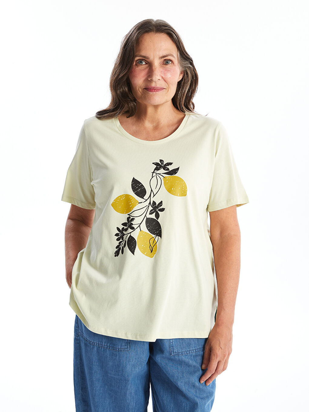 Crew Neck Printed Short Sleeve Women's T-shirt -S4JB56Z8-S59