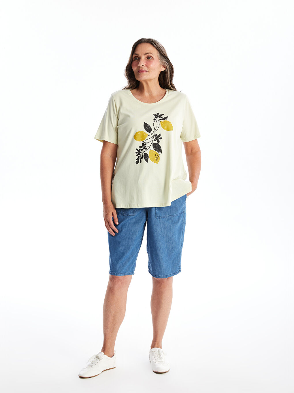 Crew Neck Printed Short Sleeve Women's T-shirt -S4JB56Z8-S59