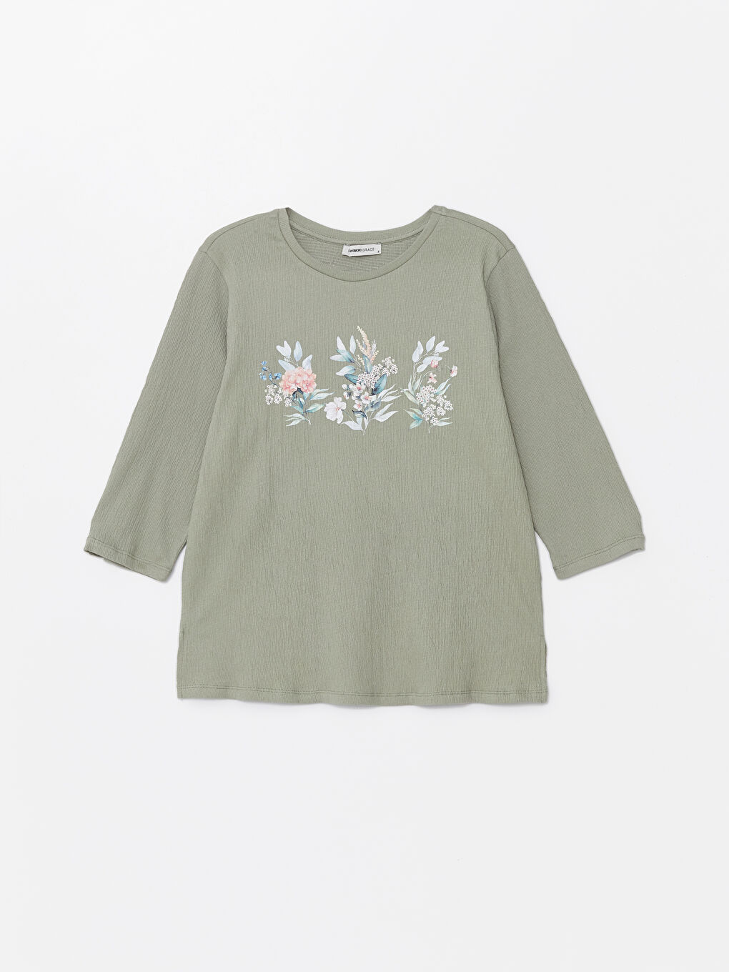 Crew Neck Floral Printed Women's Blouse -S4JB57Z8-FLL