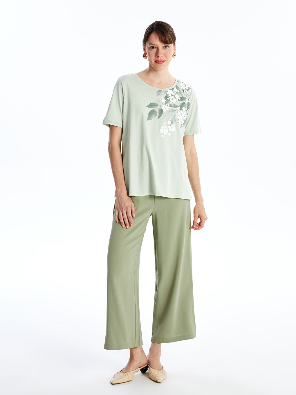 Crew Neck Printed Short Sleeve Women's T-shirt -S4JB58Z8-G8D
