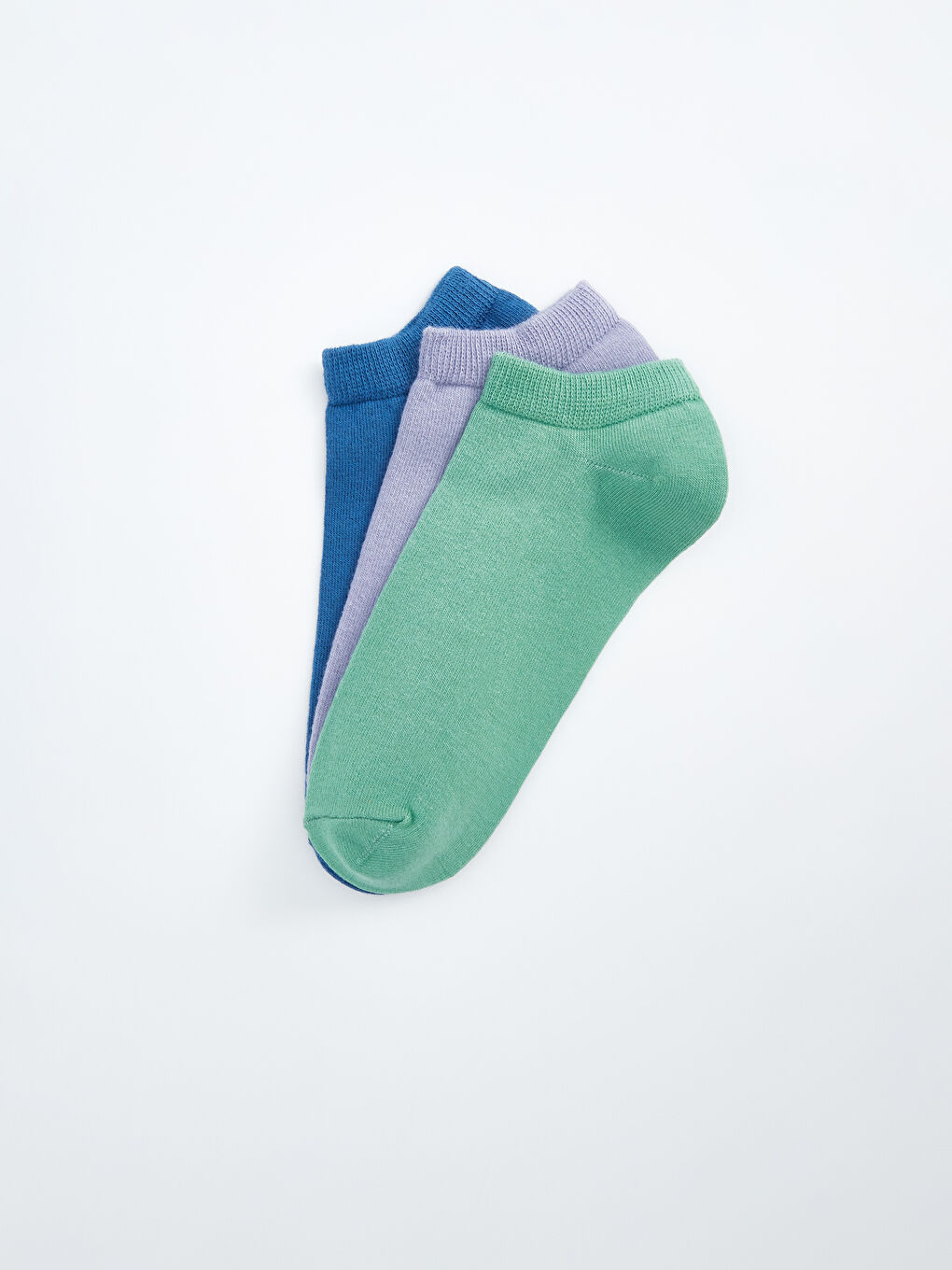 Yeşil Kadın Düz Patik Çorap 3'lü-1