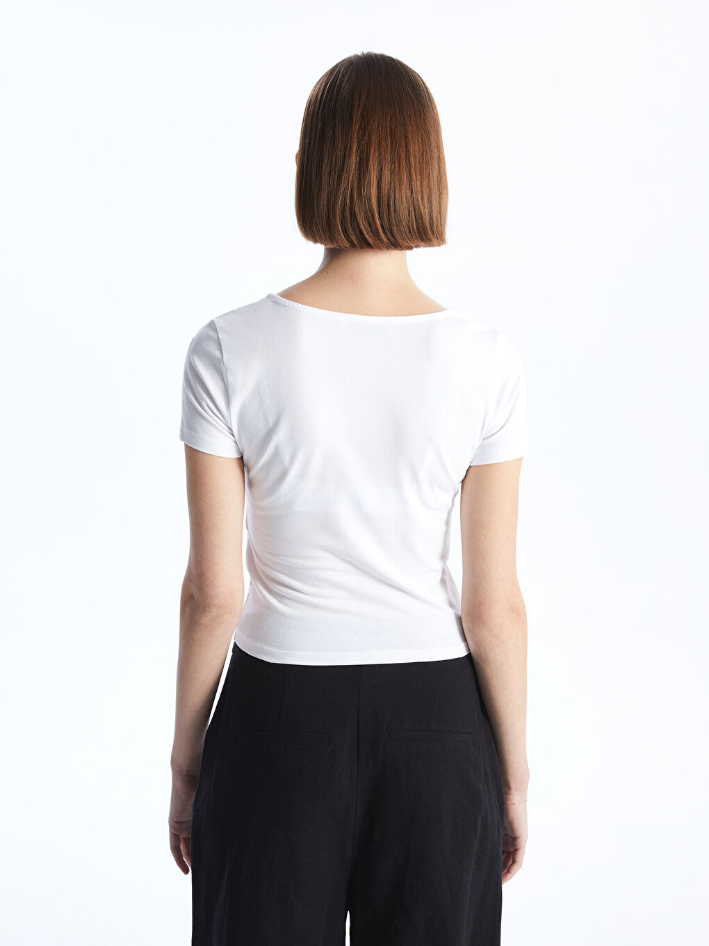 Square Neck Straight Short Sleeve Women T-Shirt -S4JB80Z8-Q6K
