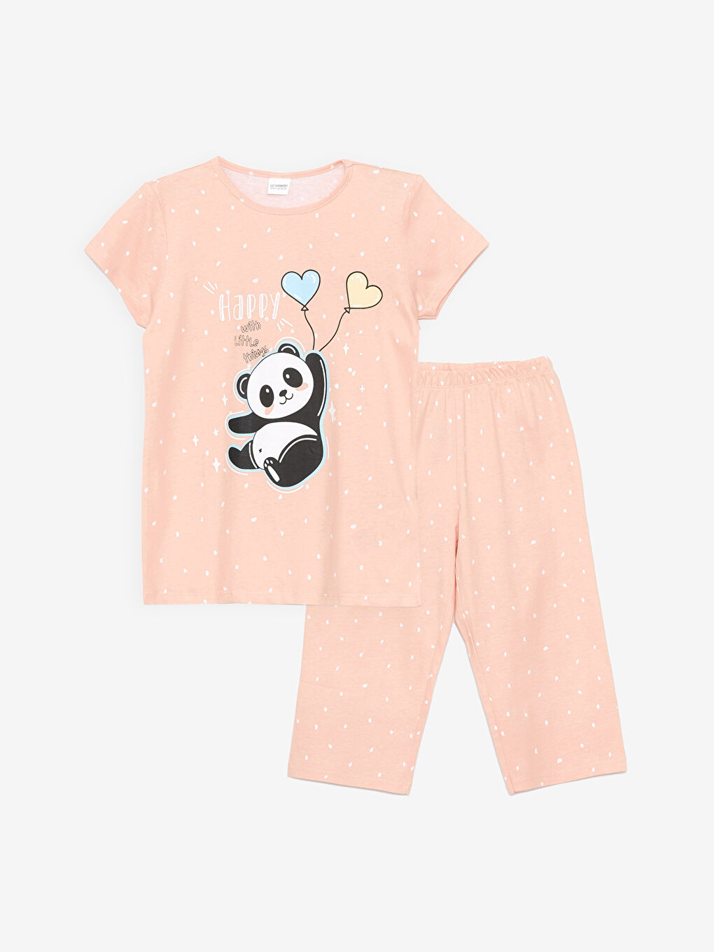 Pembe Bisiklet Yaka Baskılı Kısa Kollu Kız Çocuk Pijama Takımı-3