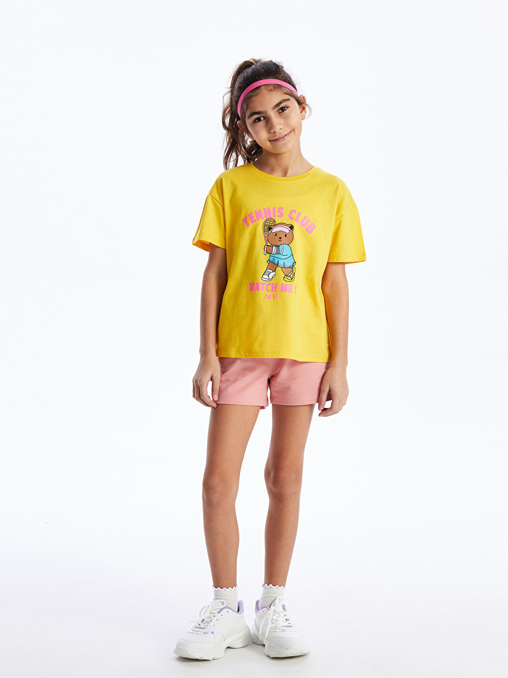 LCW Kids Somon Beli Lastikli Basic Kız Çocuk Şort - 1