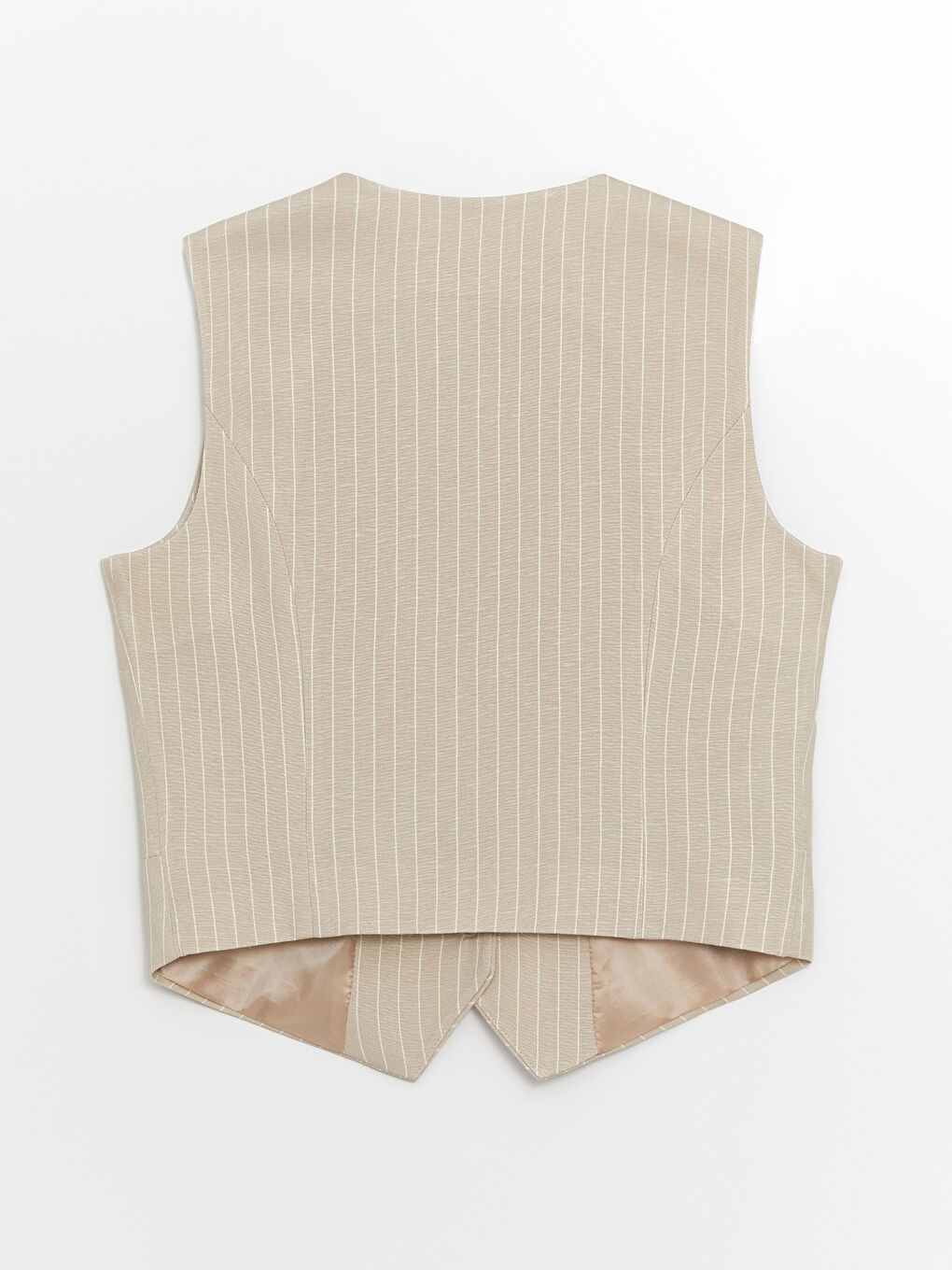 V-ს ფორმის დეკოლტე ზოლიანი ლინენის ნაზავი ქალებისთვის კლასიკური კოსტუმის ჟილეტი-6