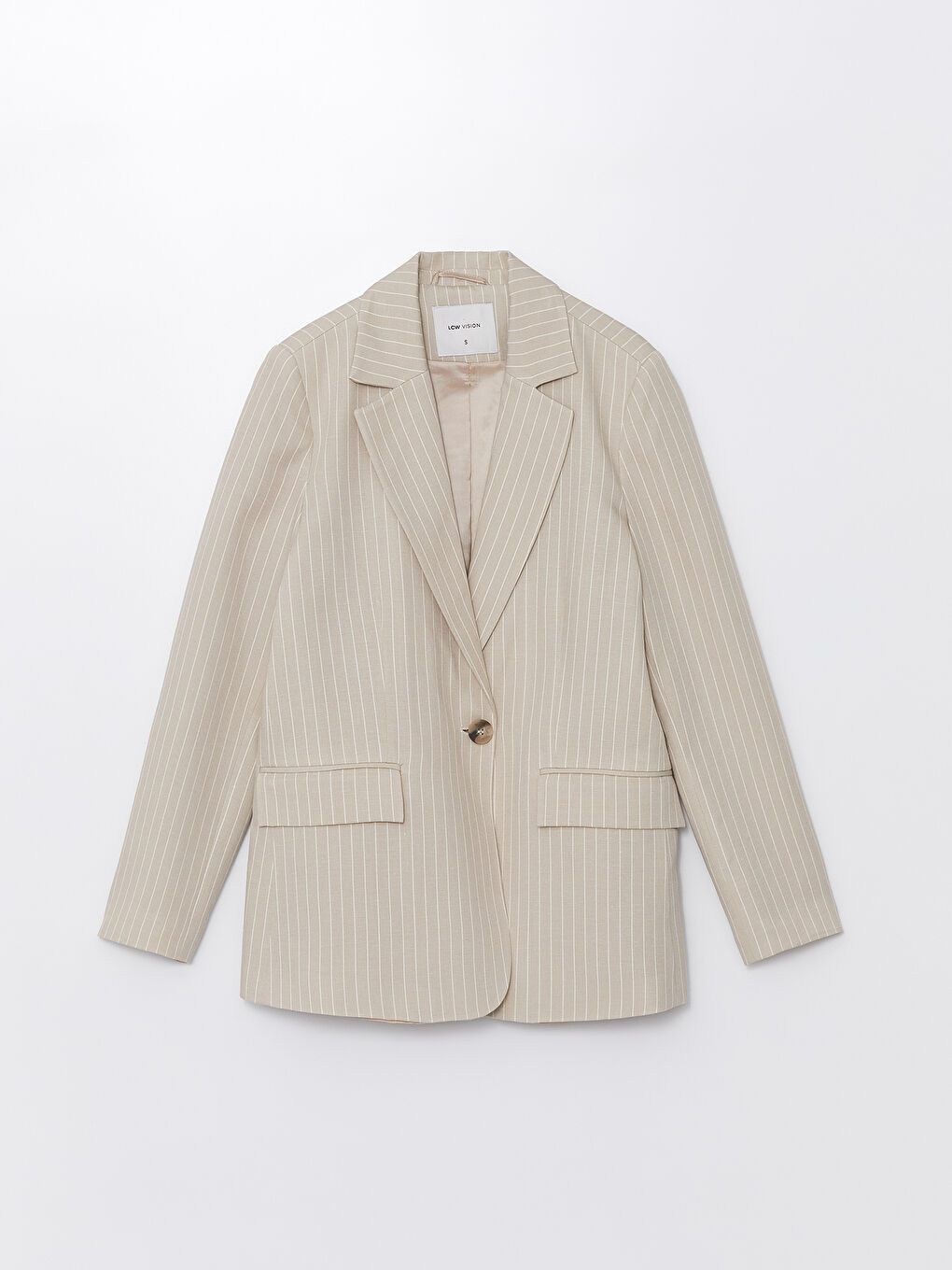 Women's Striped Long Sleeve Linen Blend Blazer Jacket -S4JC69Z8-ELZ