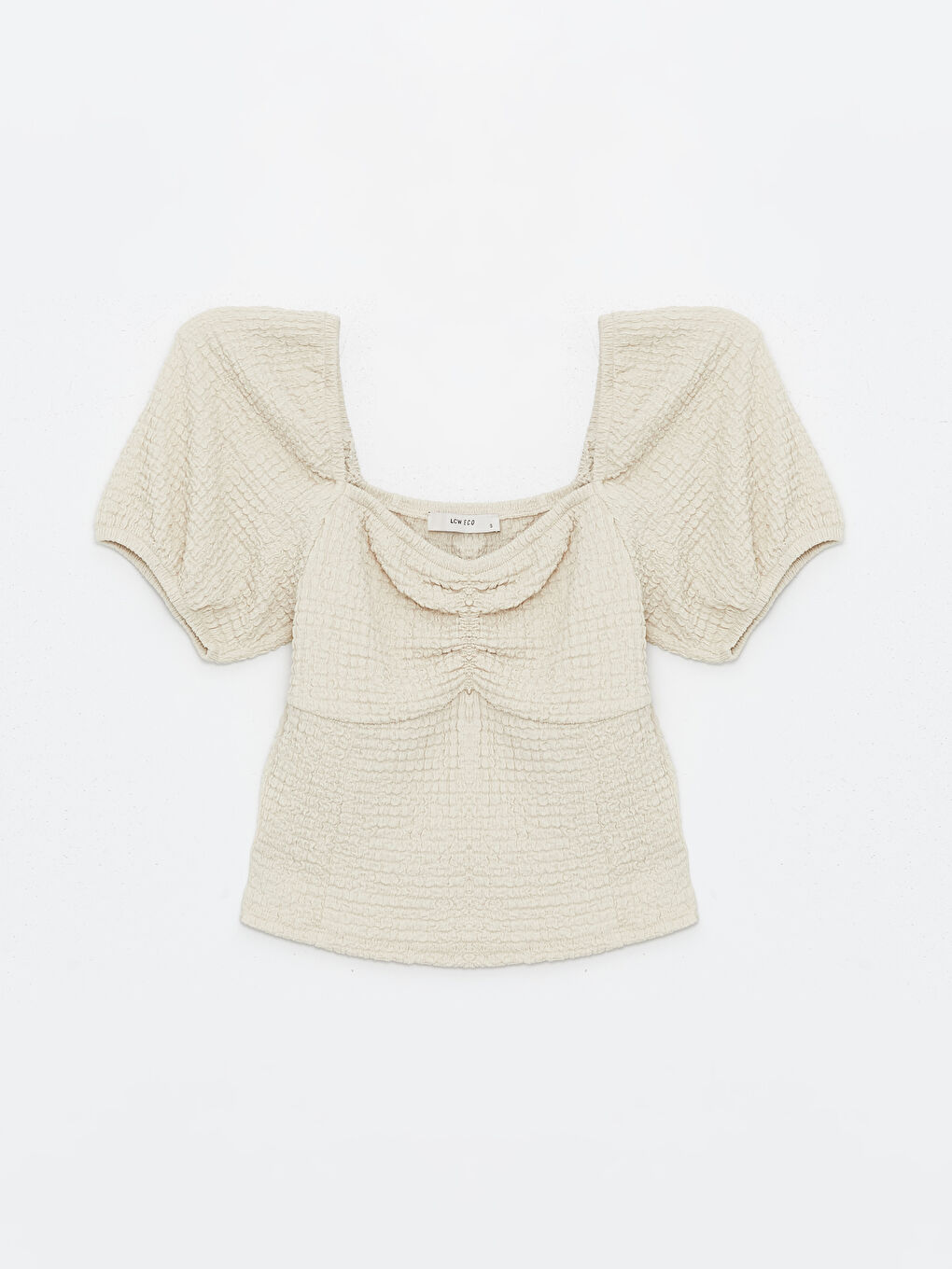 LCW ECO Bluza za Žene s Izrezom u Obliku Srca, Jednostavna, Kratki Rukav -S4JC93Z8-FYV