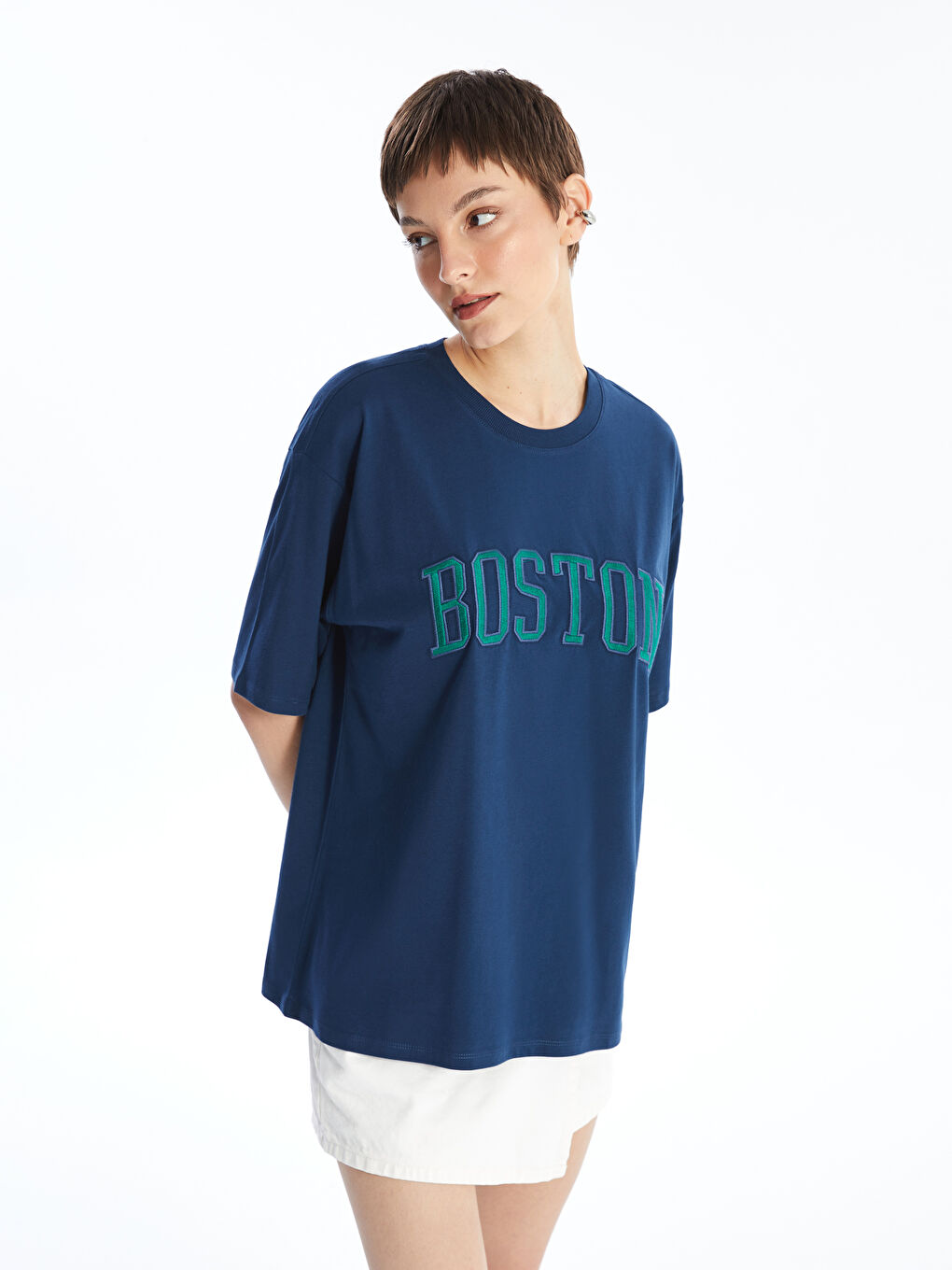 Crew Neck Printed Short Sleeve Oversized T-Shirt -S4JD36Z8-HRC