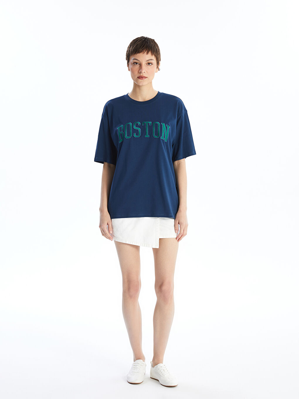 Crew Neck Printed Short Sleeve Oversized T-Shirt -S4JD36Z8-HRC