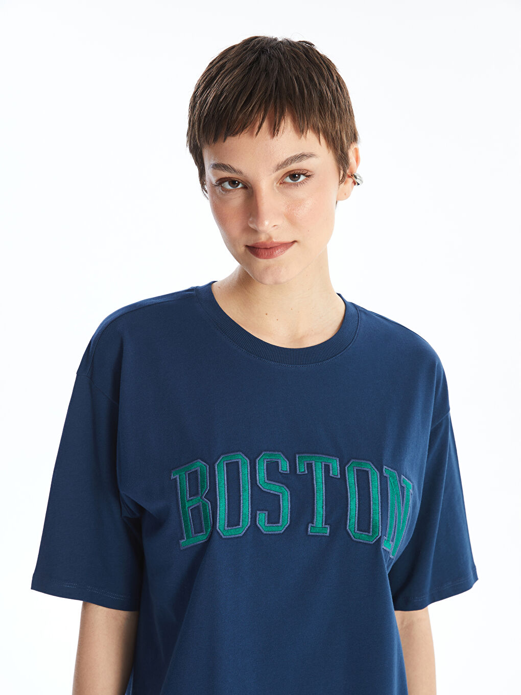 Crew Neck Printed Short Sleeve Oversized T-Shirt -S4JD36Z8-HRC